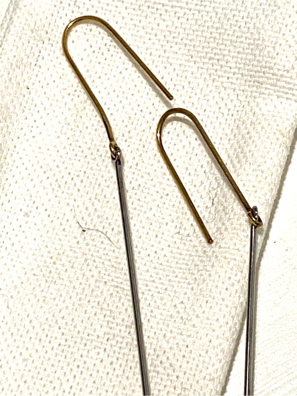 Celine Gold Long Rectangular Drop Earrings - Picture 6 of 8